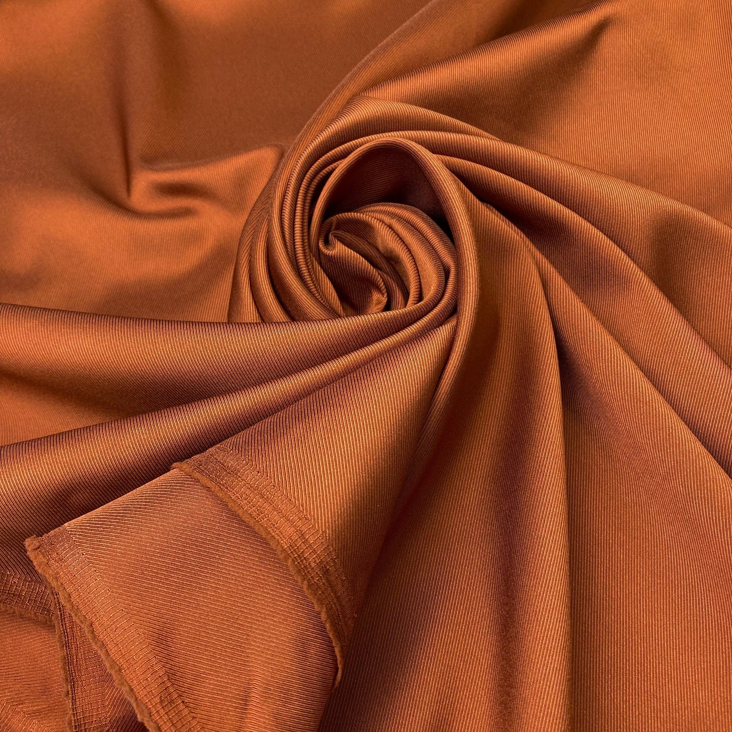 Designer Deadstock Lining Fabric: Viscose Mix Twill in Rust