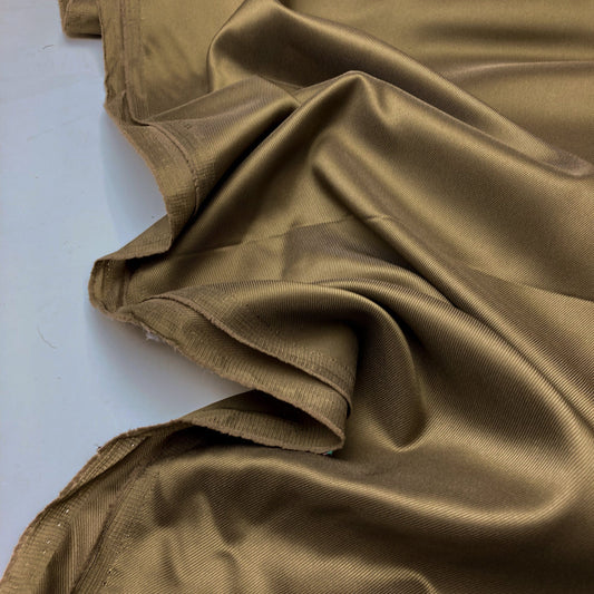Designer Deadstock Lining Fabric: Viscose Mix Twill in Dark Gold