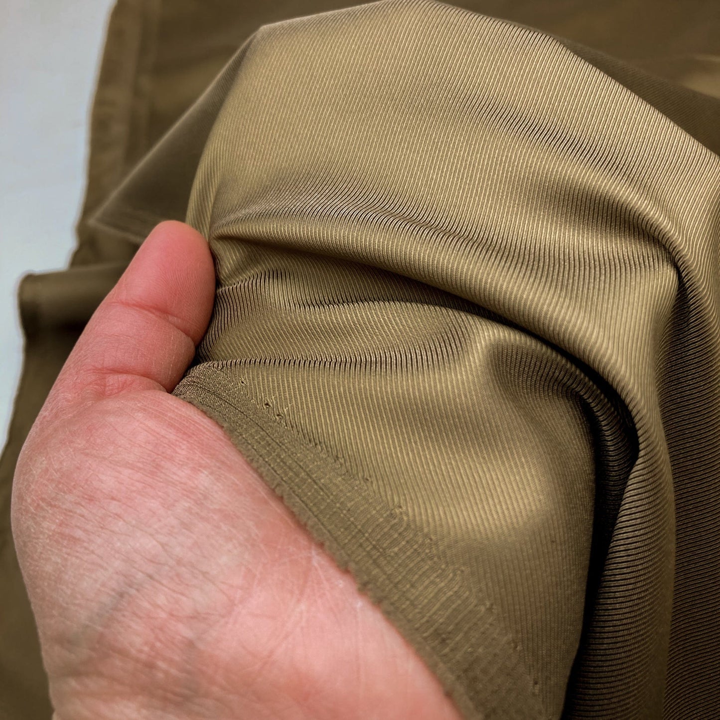 Designer Deadstock Lining Fabric: Viscose Mix Twill in Dark Gold