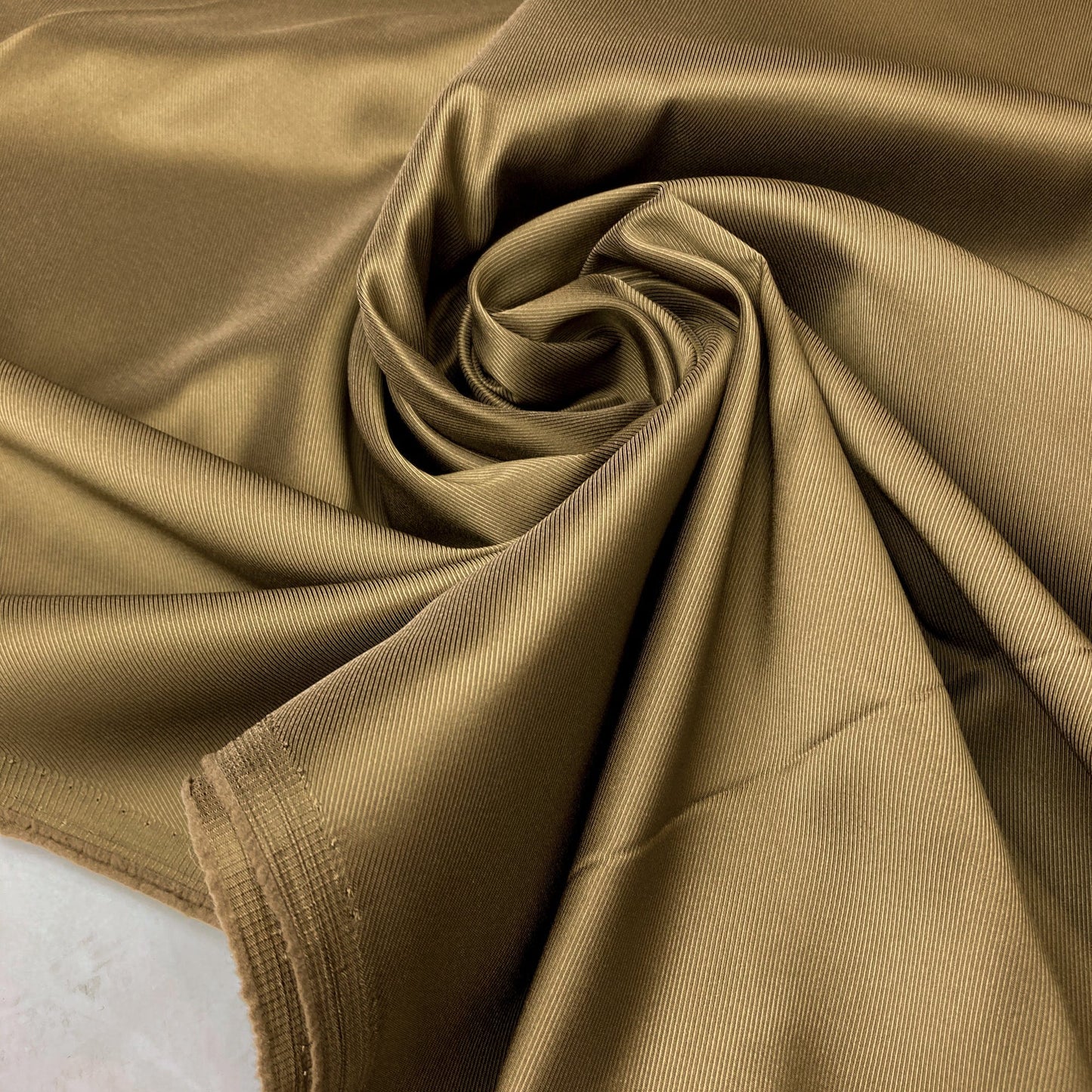 Designer Deadstock Lining Fabric: Viscose Mix Twill in Dark Gold