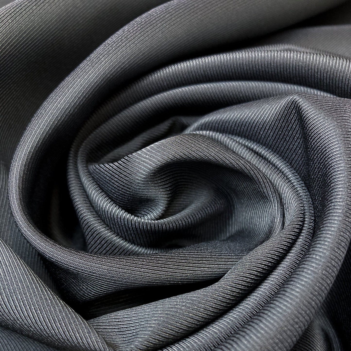Designer Deadstock Lining Fabric: Viscose Mix Twill in Dark Charcoal Grey