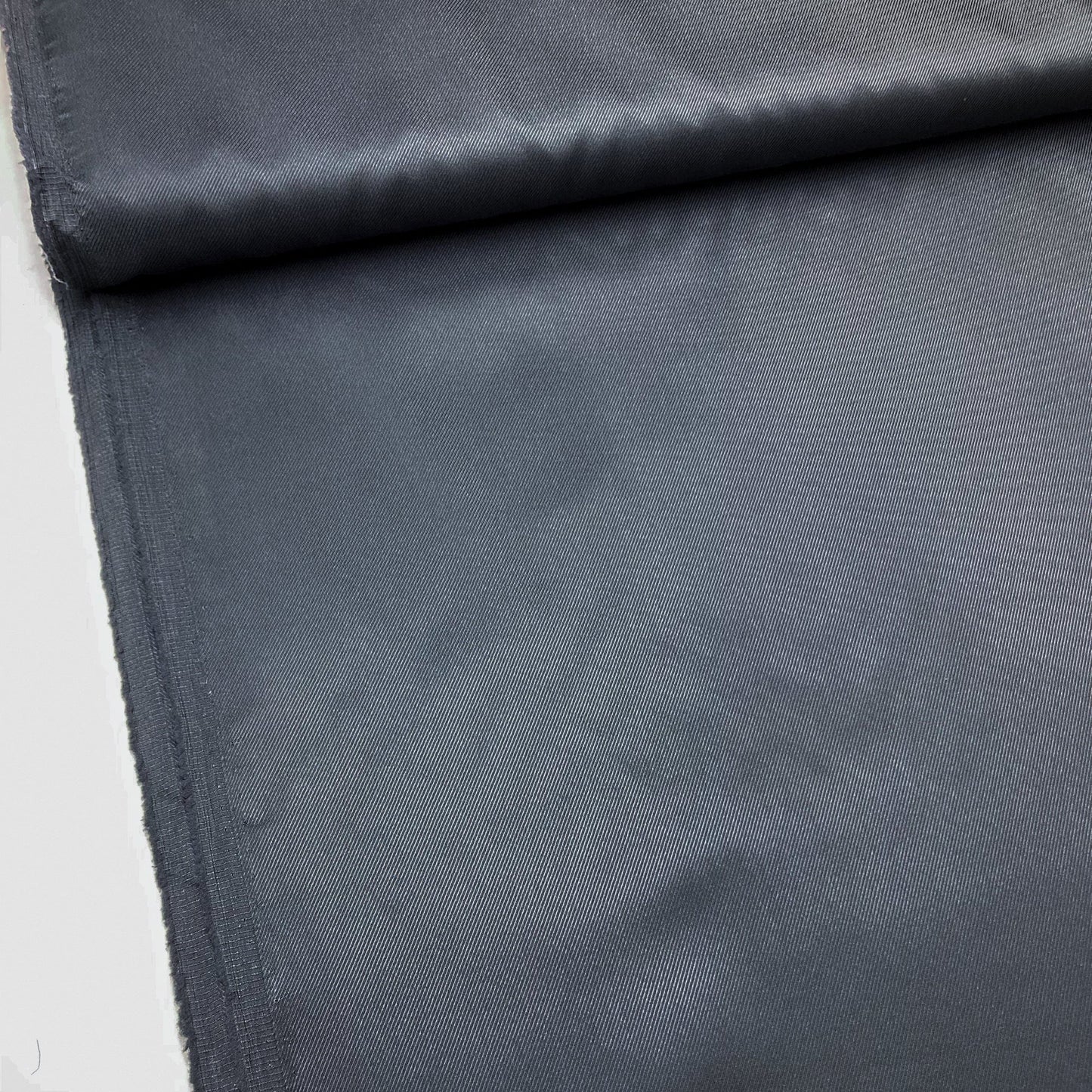 Designer Deadstock Lining Fabric: Viscose Mix Twill in Dark Charcoal Grey