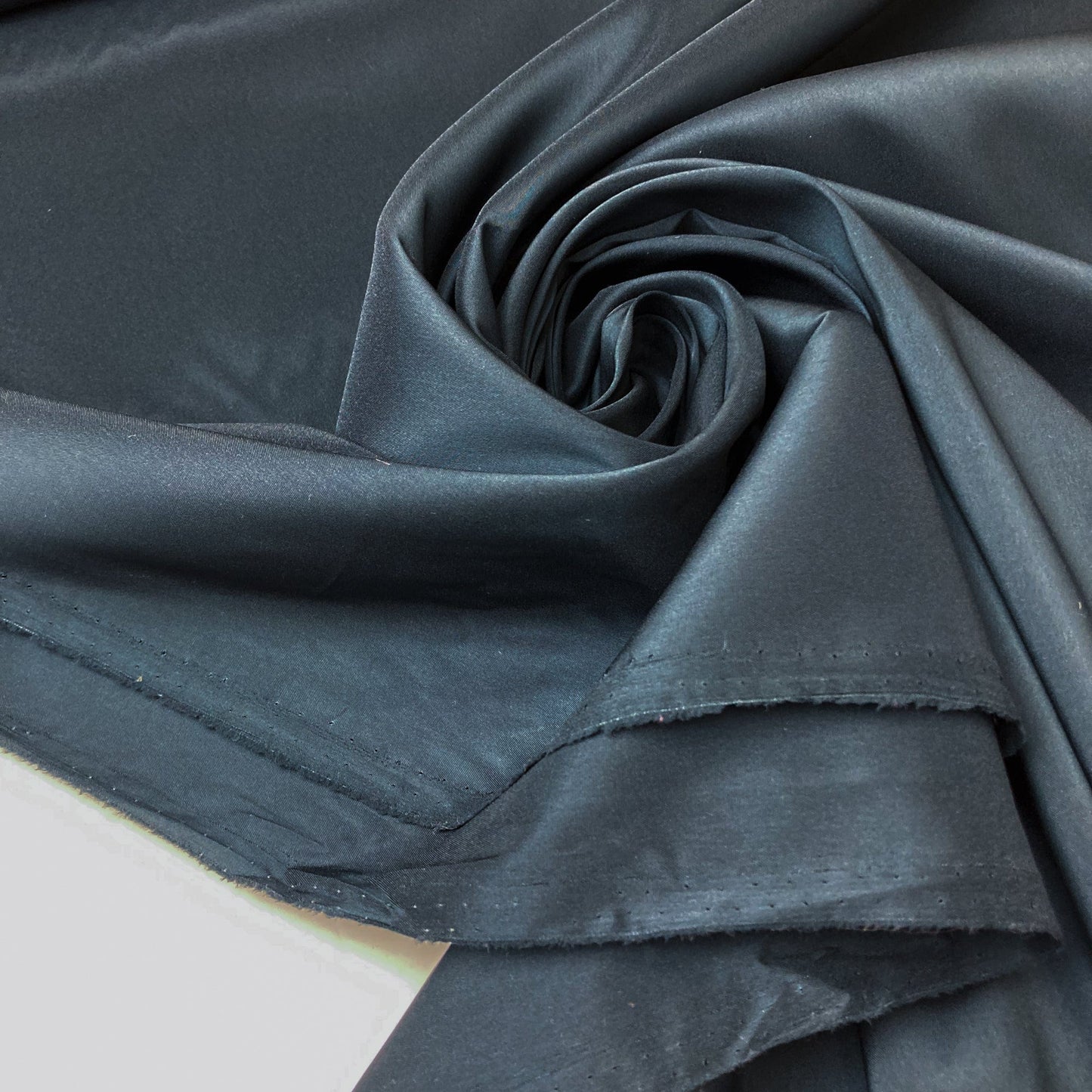 Designer Deadstock Synthetic Lining Fabric in Dark Navy Blue