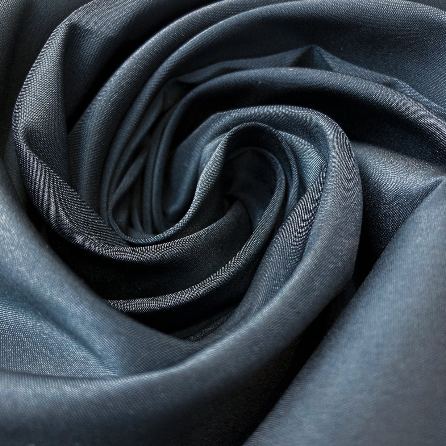 Designer Deadstock Synthetic Lining Fabric in Dark Navy Blue