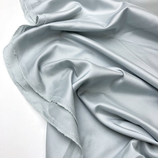90cm Piece Designer Deadstock Lining Fabric: Viscose Mix Twill in Light Grey