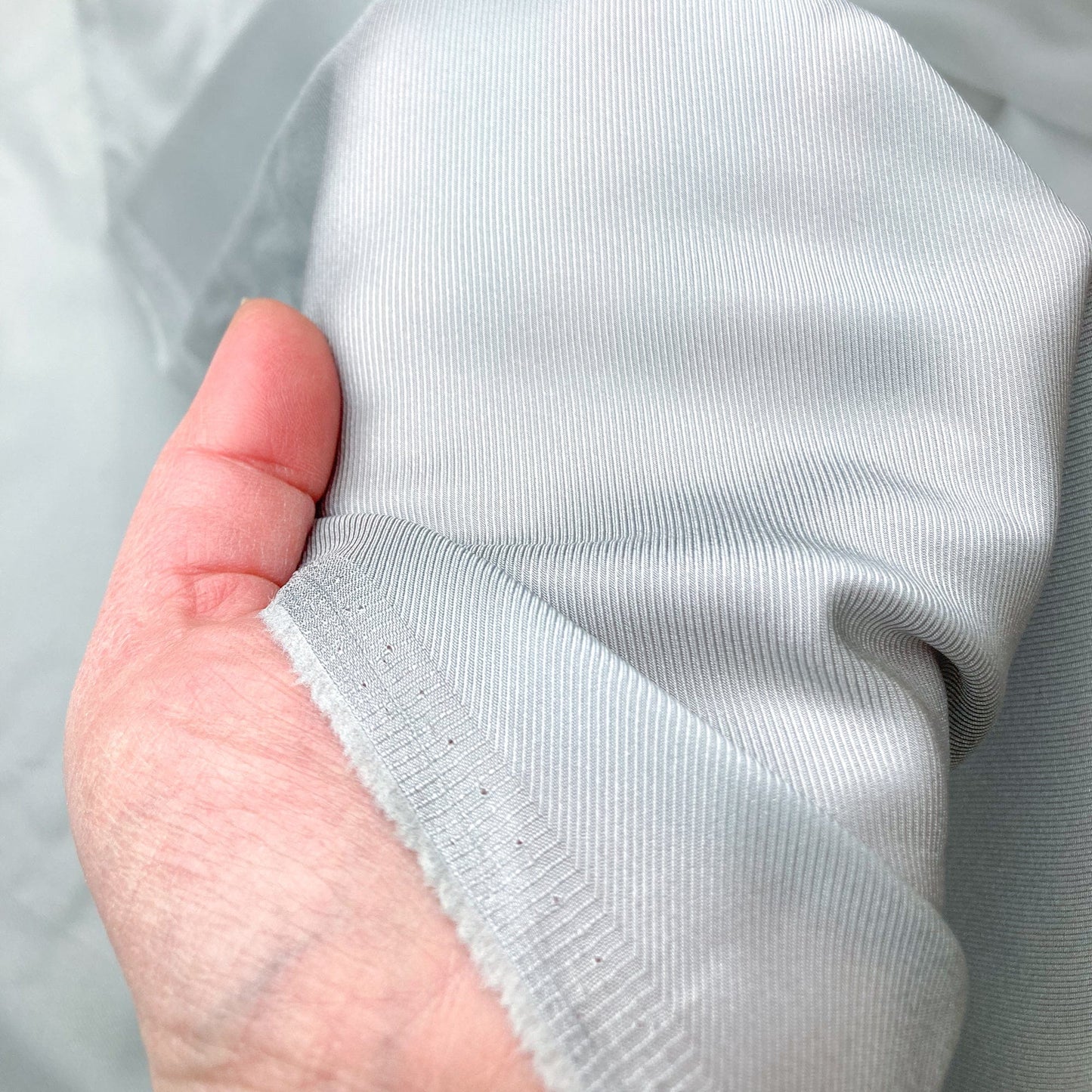 90cm Piece Designer Deadstock Lining Fabric: Viscose Mix Twill in Light Grey