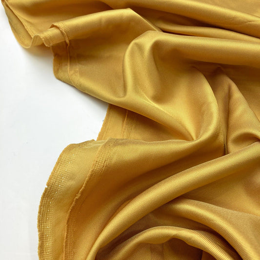 Designer Deadstock Lining Fabric: Viscose Mix Twill in Mustard
