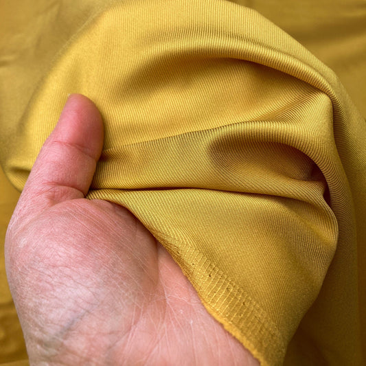 Designer Deadstock Lining Fabric: Viscose Mix Twill in Mustard