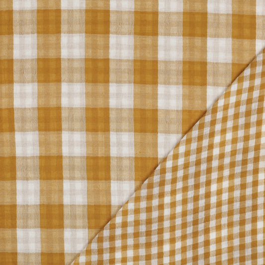 Double-Sided Cotton Double Gauze Ochre Gingham