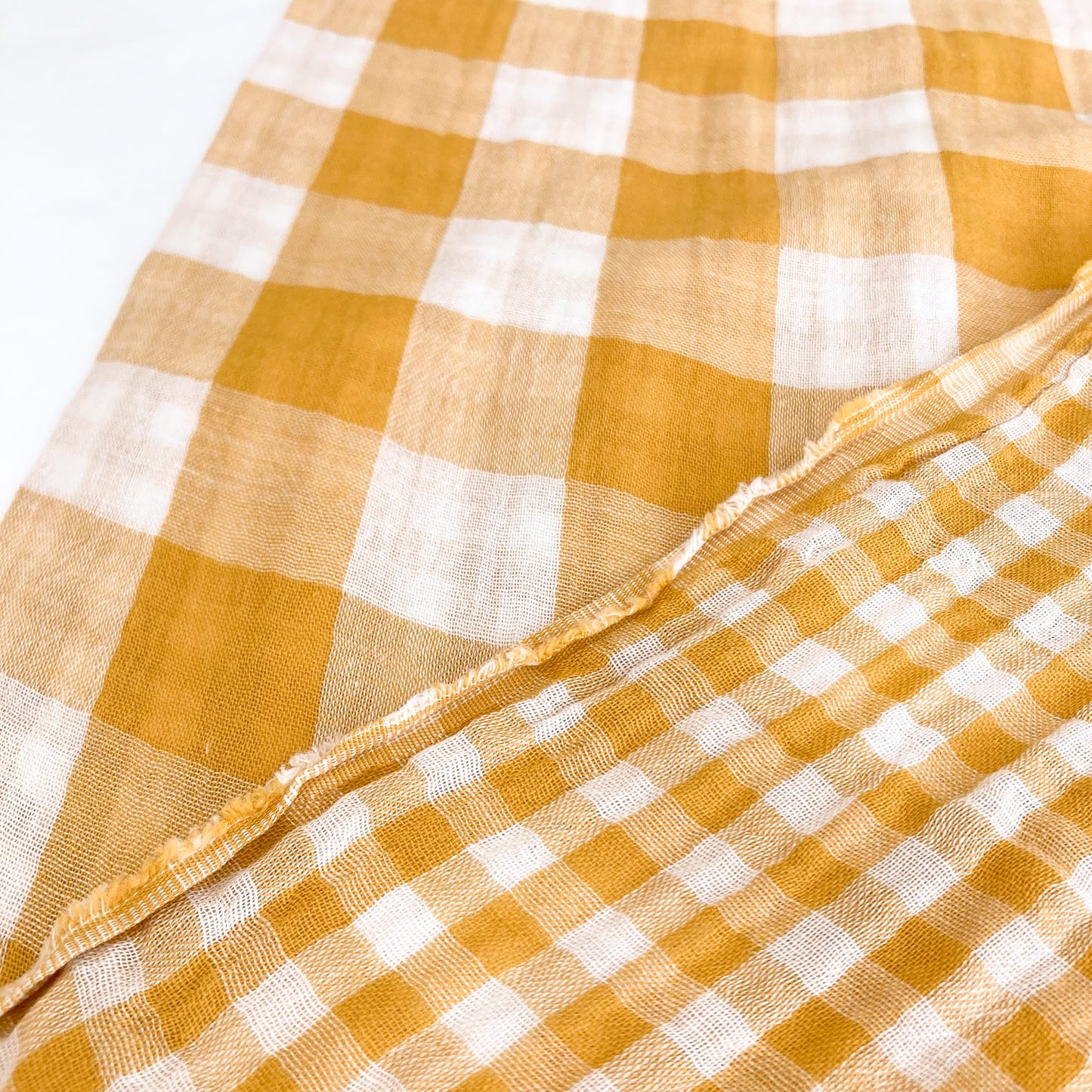 Double-Sided Cotton Double Gauze Ochre Gingham