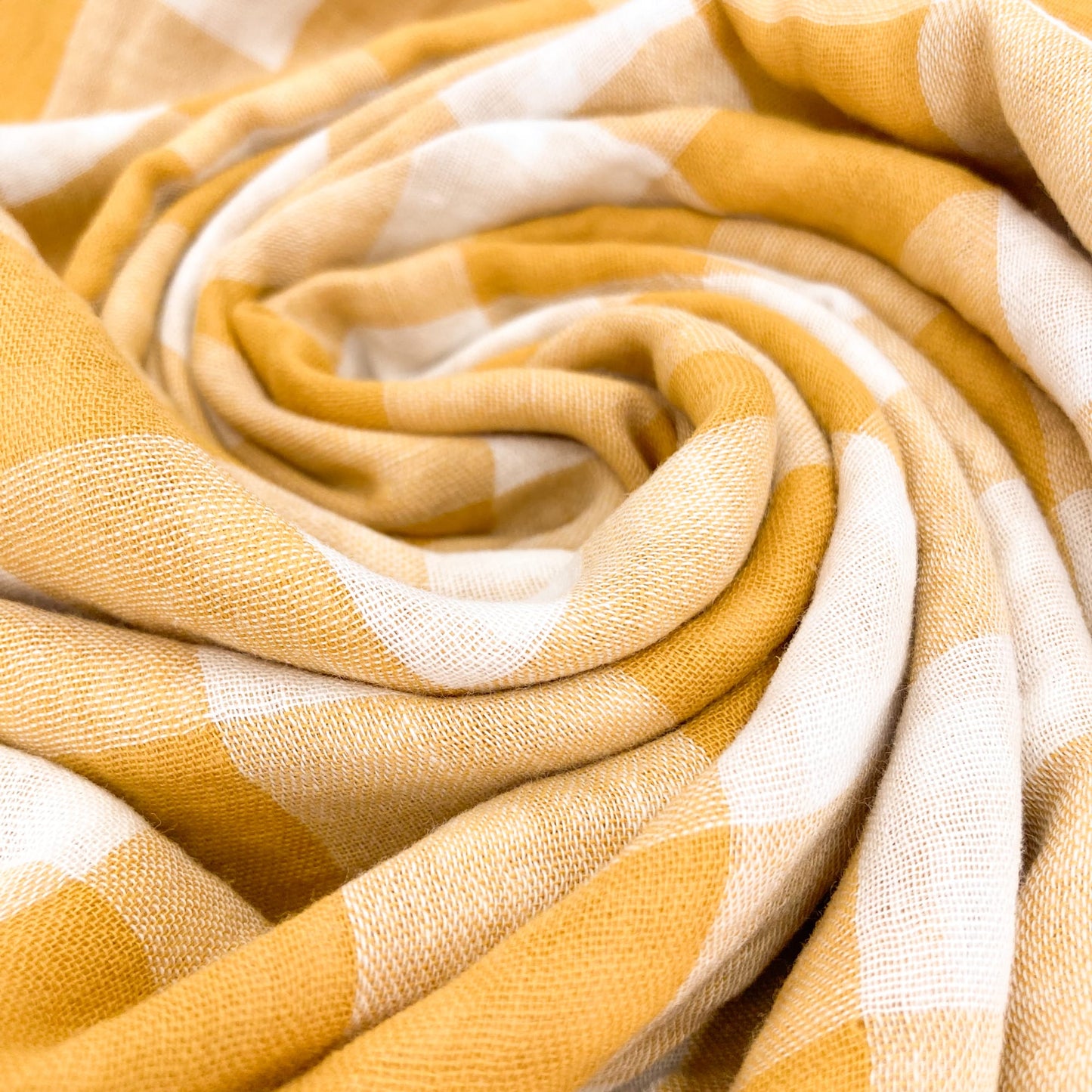 Double-Sided Cotton Double Gauze Ochre Gingham