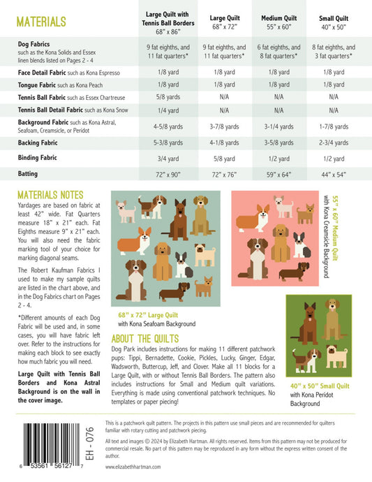 Elizabeth Hartman: 'Dog Park' Sampler Quilt Pattern