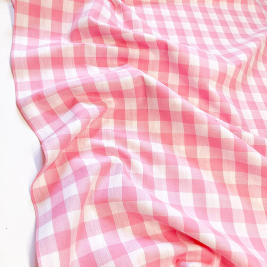 Cotton Gingham in Pink and White 15mm Check