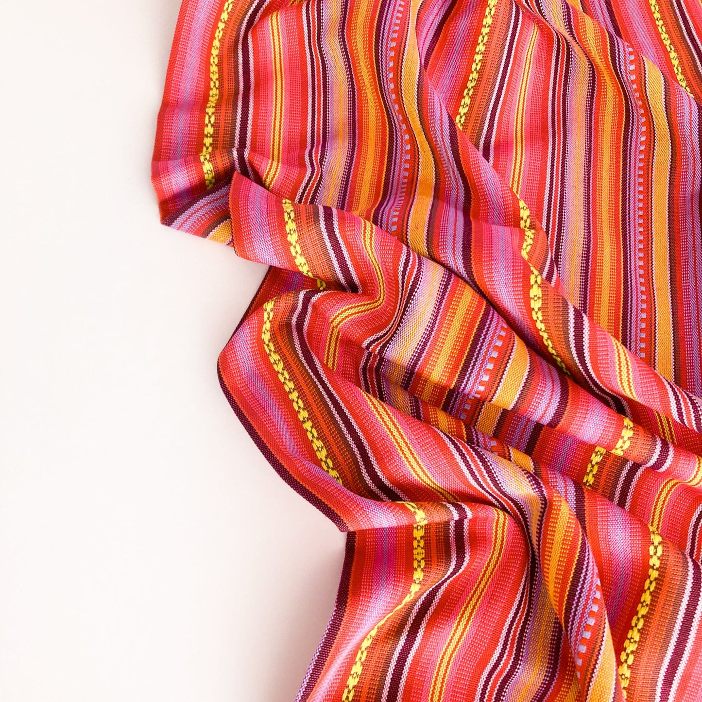 Aztec Jacquard Stripe Fabric in Bright Pink & Orange