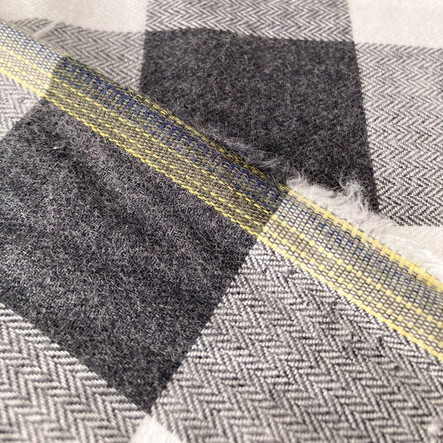 Brushed Cotton Flannel Grey & White Check