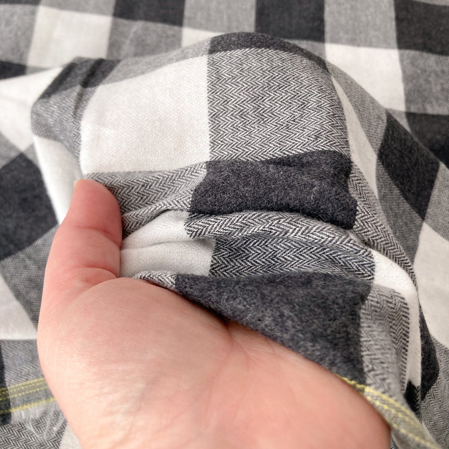 Brushed Cotton Flannel Grey & White Check