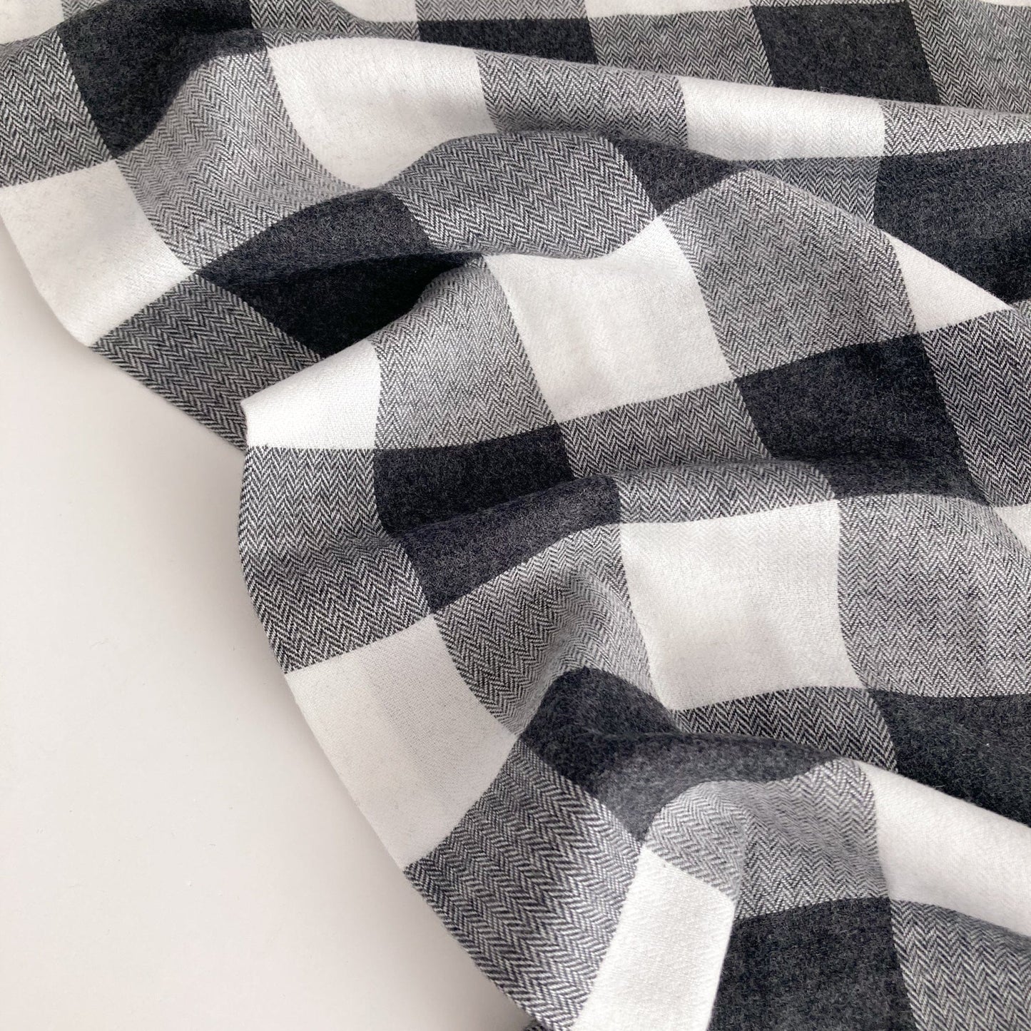 Brushed Cotton Flannel Grey & White Check