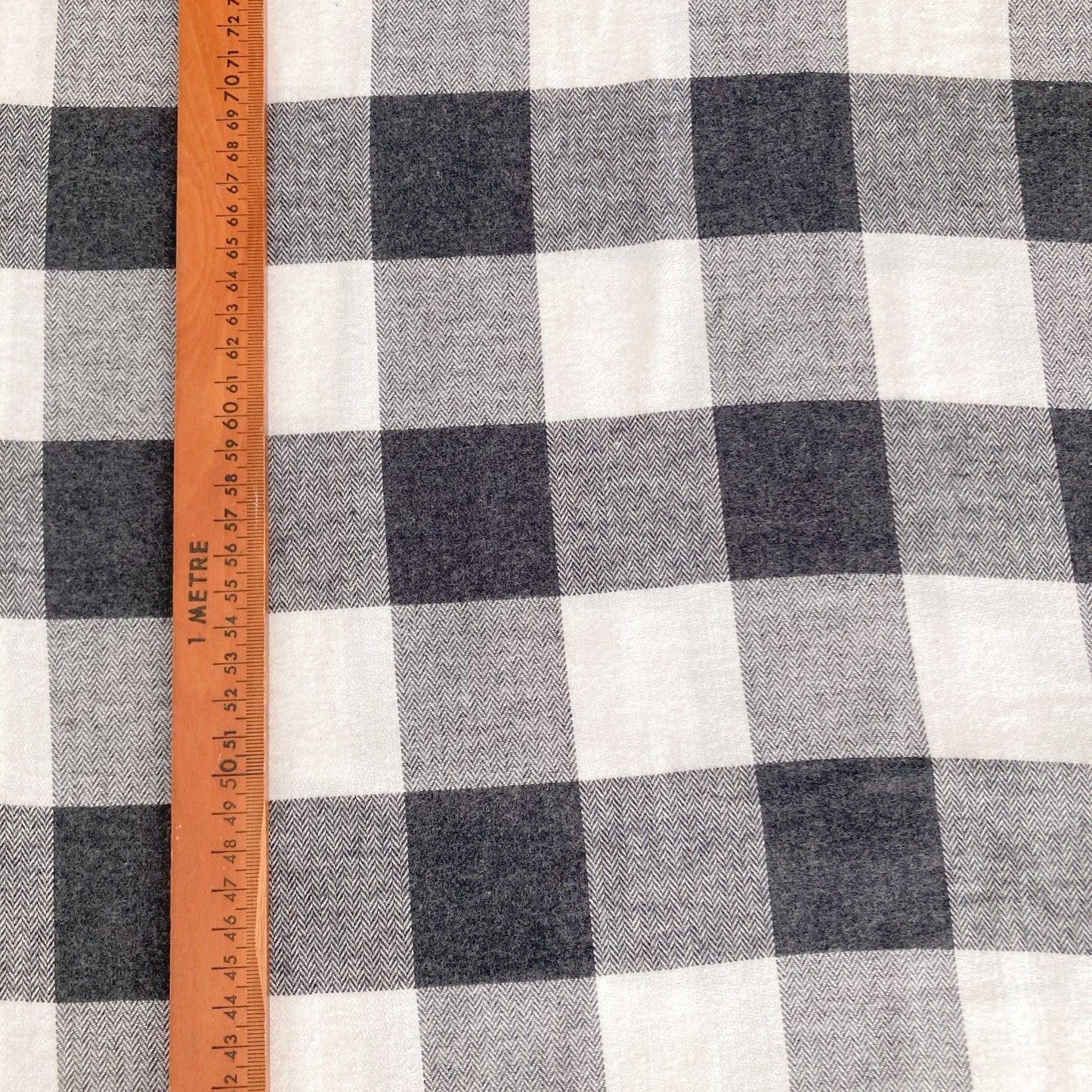 Brushed Cotton Flannel Grey & White Check
