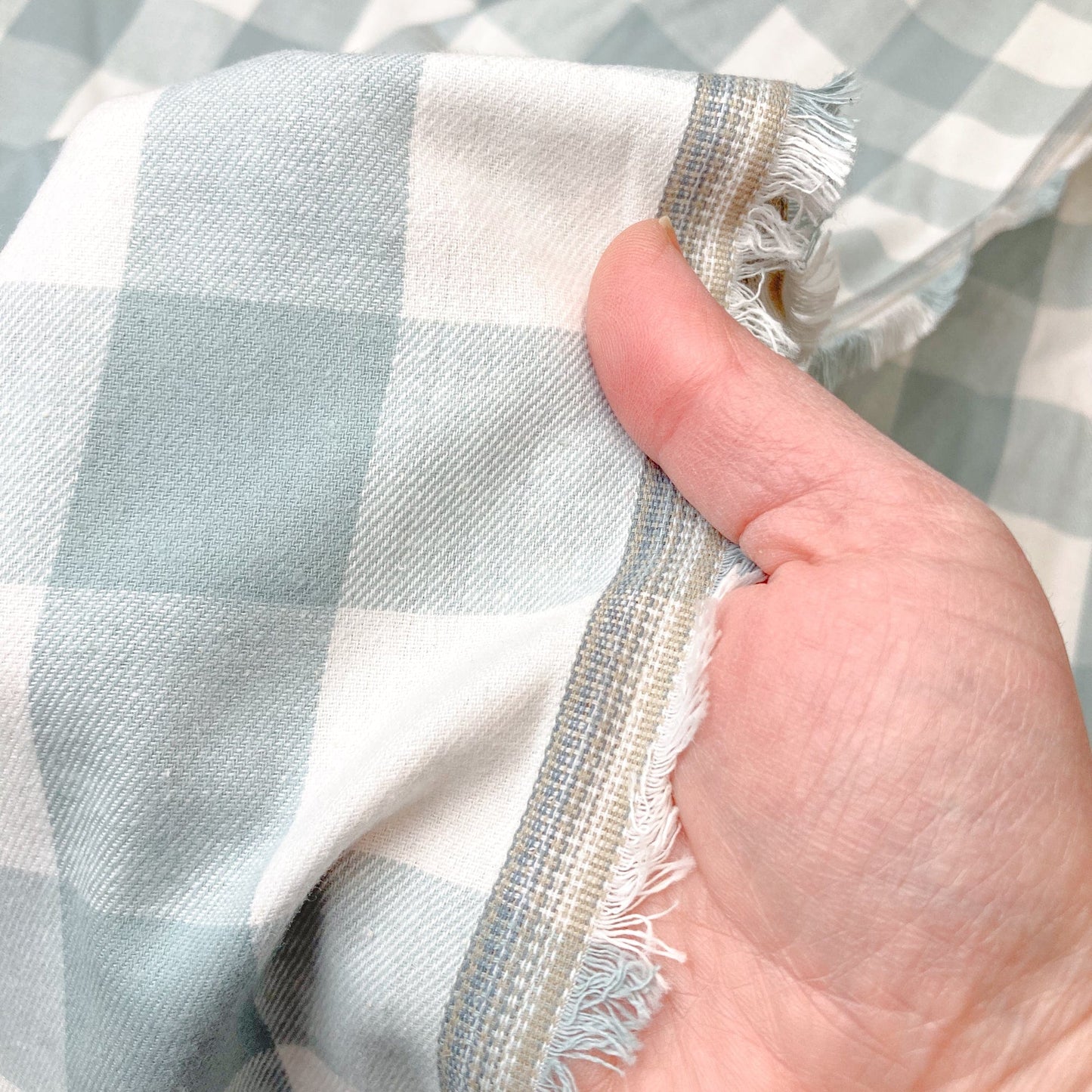 Brushed Cotton Flannel Duck Egg Blue and White Check