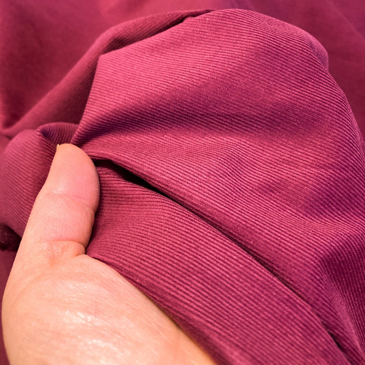 Cotton Needlecord in Bordeaux Red