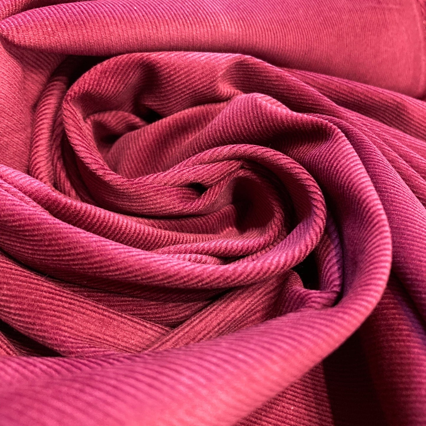 Cotton Needlecord in Bordeaux Red