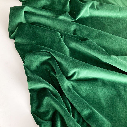 Cotton Velvet in Bottle Green