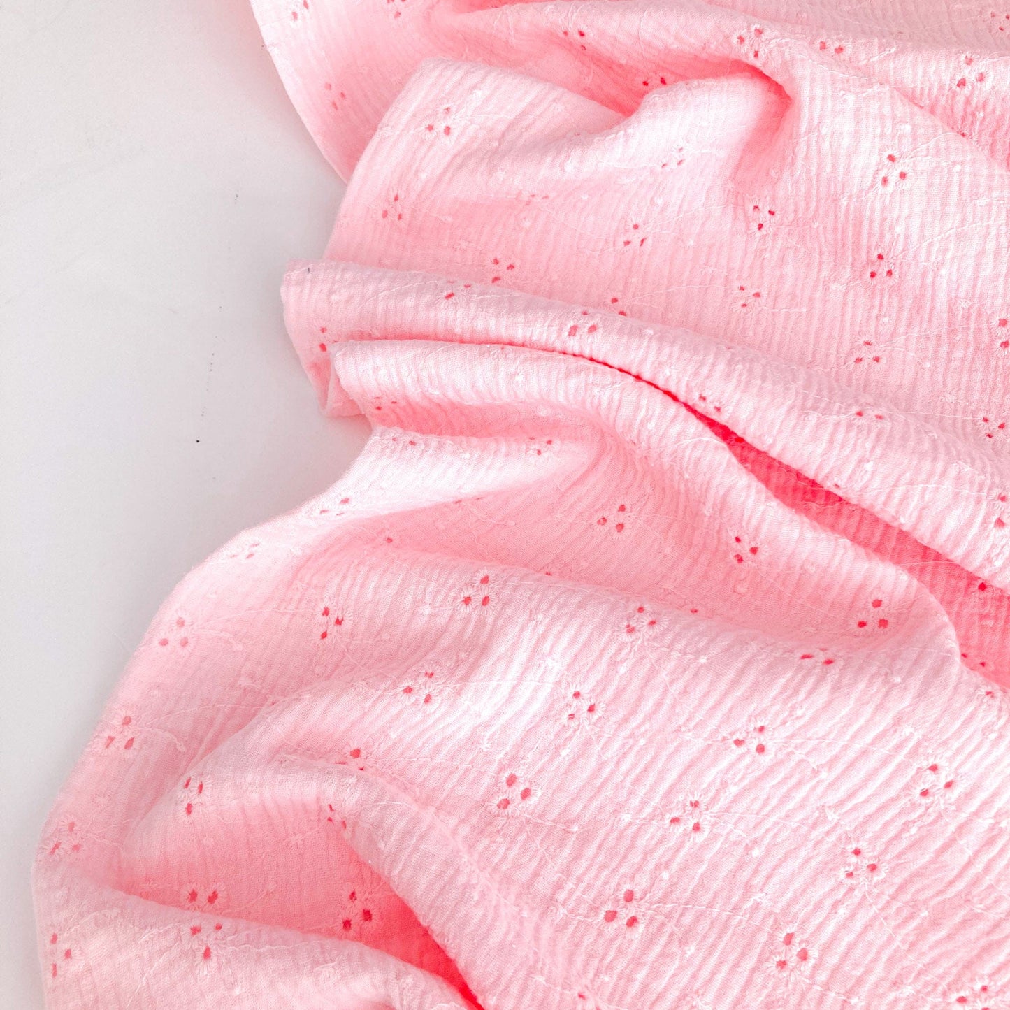 Embroidered Cotton Double Gauze in Pink