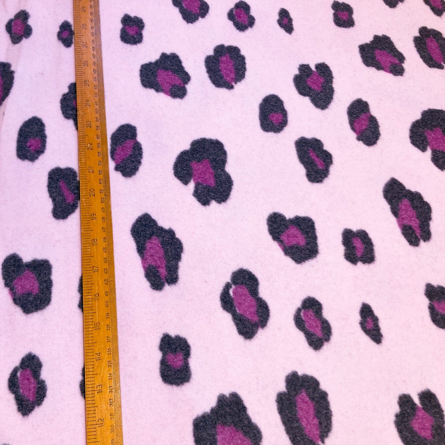 Organic Cotton Fleece with Snow Leopard Print in Pink