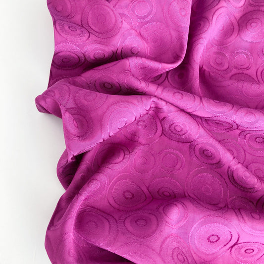 90cm Piece Viscose Jacquard in Magenta with Circle Design