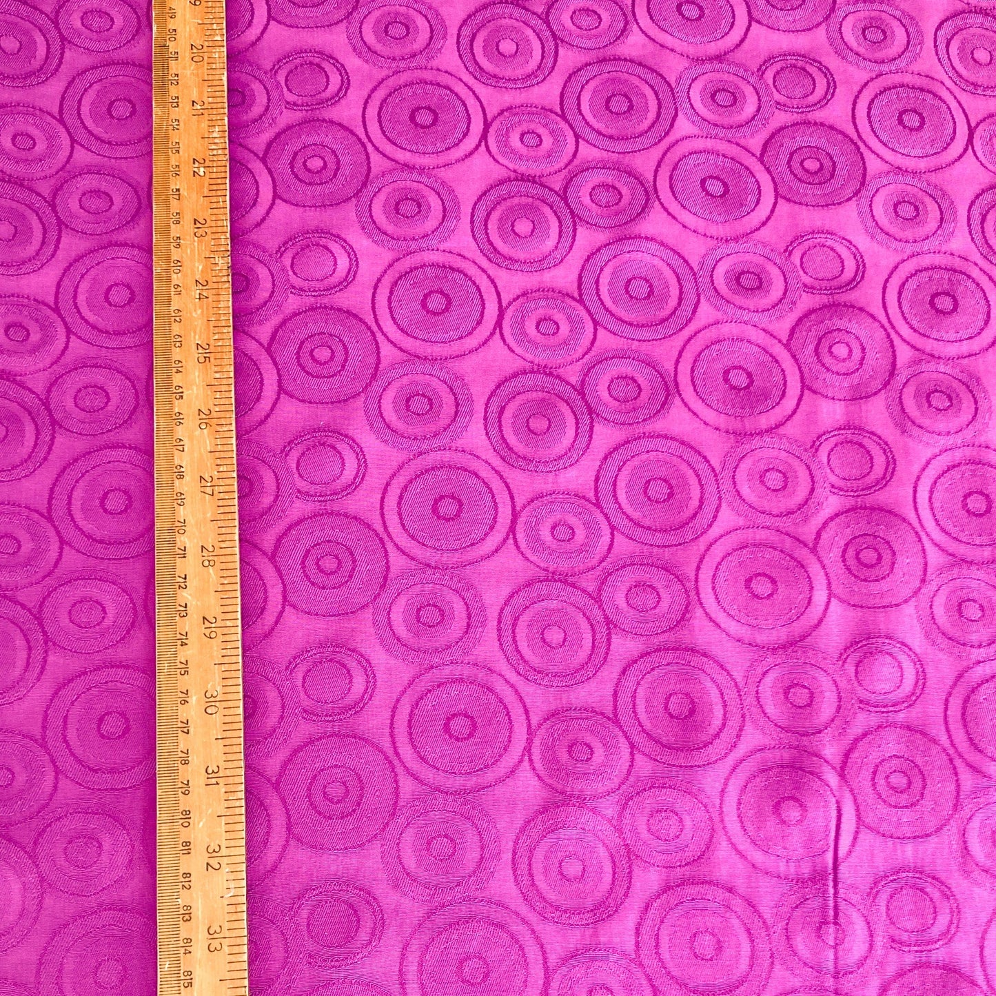 90cm Piece Viscose Jacquard in Magenta with Circle Design