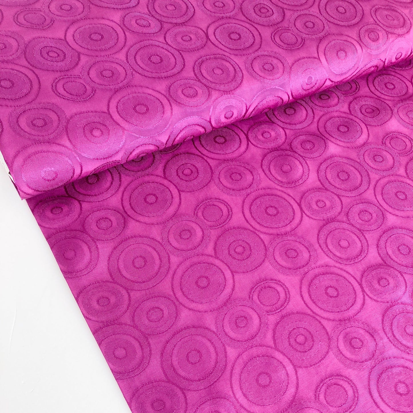 90cm Piece Viscose Jacquard in Magenta with Circle Design