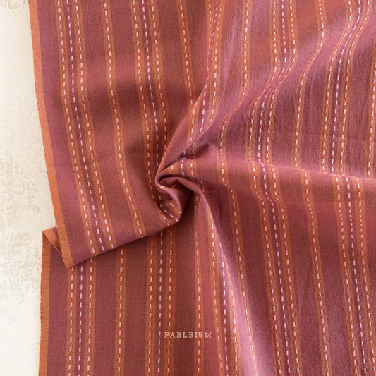 Fableism 'Lucky Loom' Woven Cotton 'Blackberry Stitch Stripe'