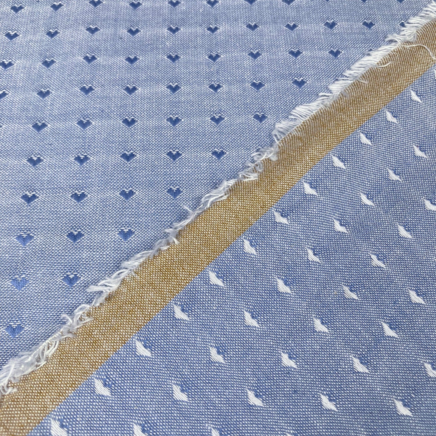 Fableism 'Queen of Hearts' Woven Cotton 'Dobby Hearts' in Alice Blue