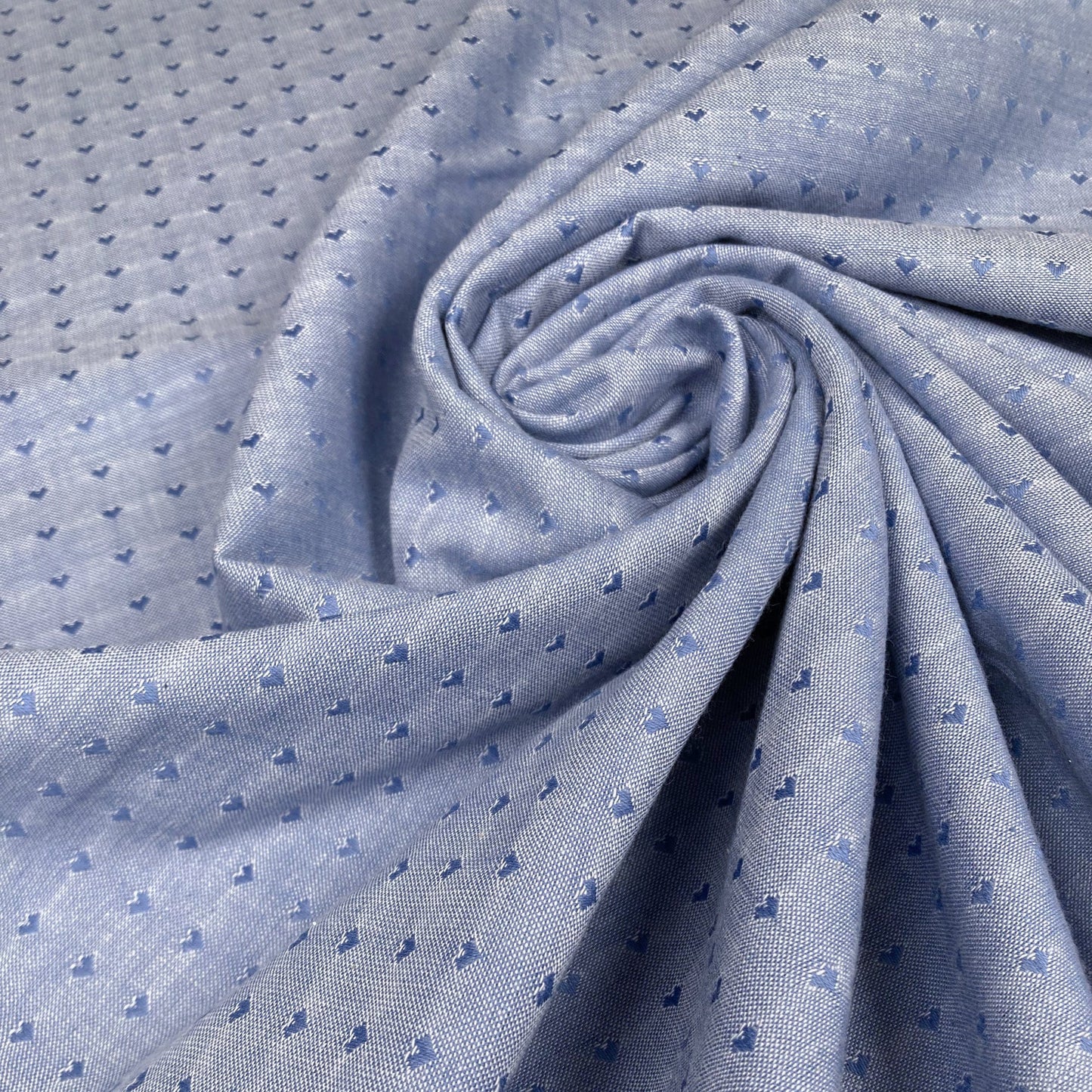 Fableism 'Queen of Hearts' Woven Cotton 'Dobby Hearts' in Alice Blue