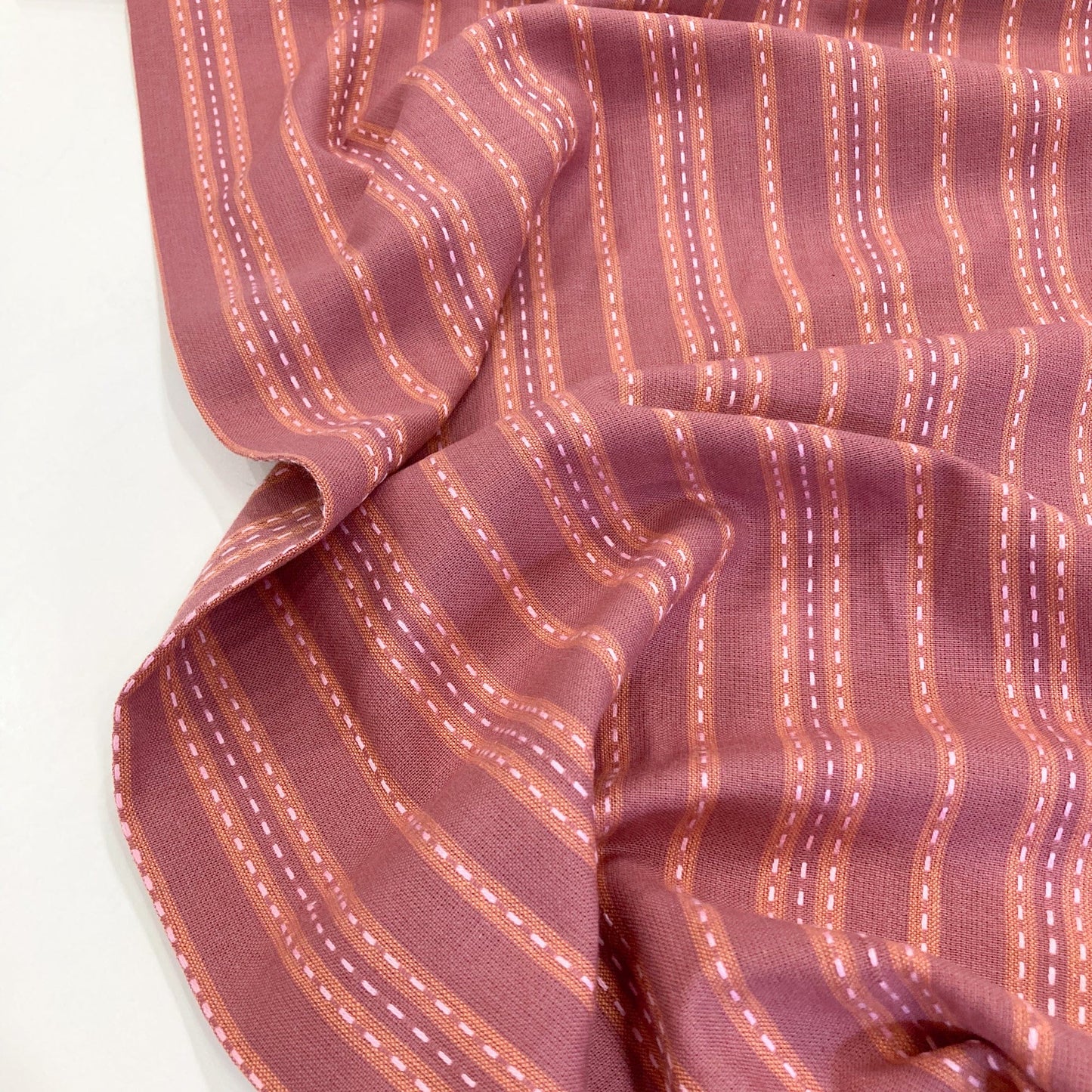 Fableism 'Lucky Loom' Woven Cotton 'Blackberry Stitch Stripe'