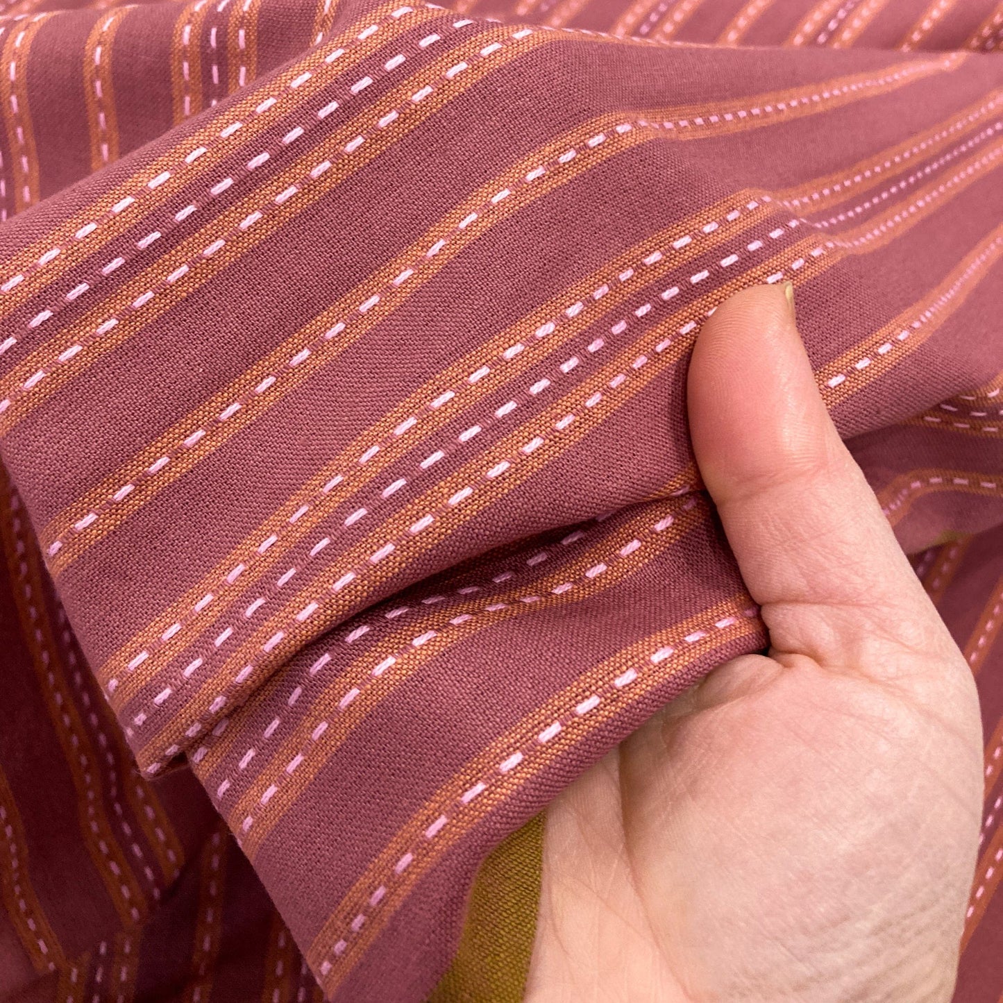 Fableism 'Lucky Loom' Woven Cotton 'Blackberry Stitch Stripe'