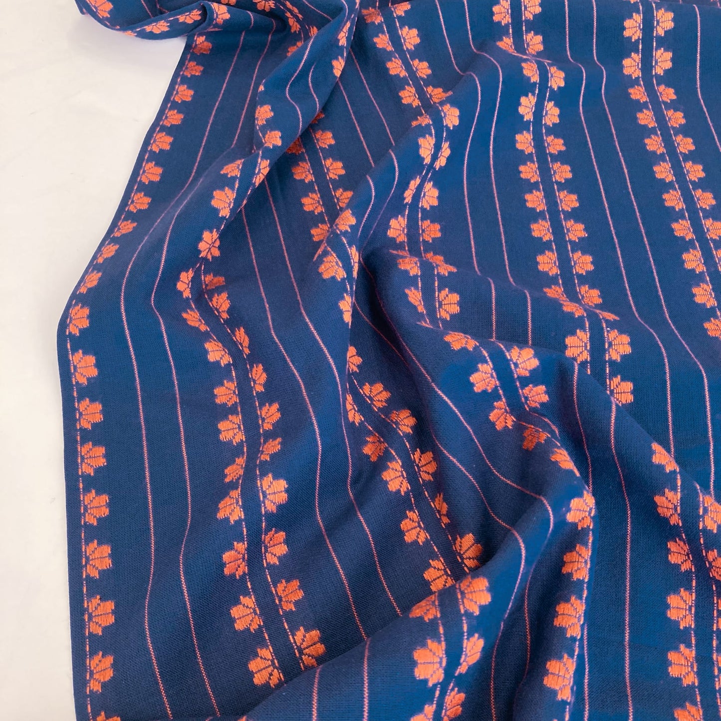 Fableism 'Fine & Dandy' Woven Cotton 'Navy Spice Deco Stripe'