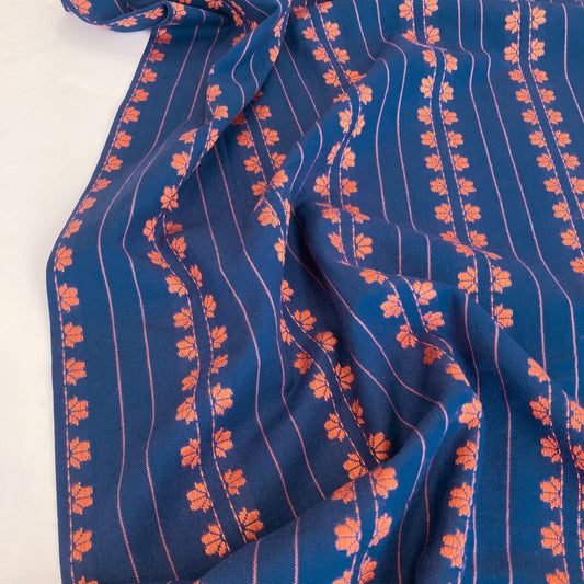 Fableism 'Fine & Dandy' Woven Cotton 'Navy Spice Deco Stripe'