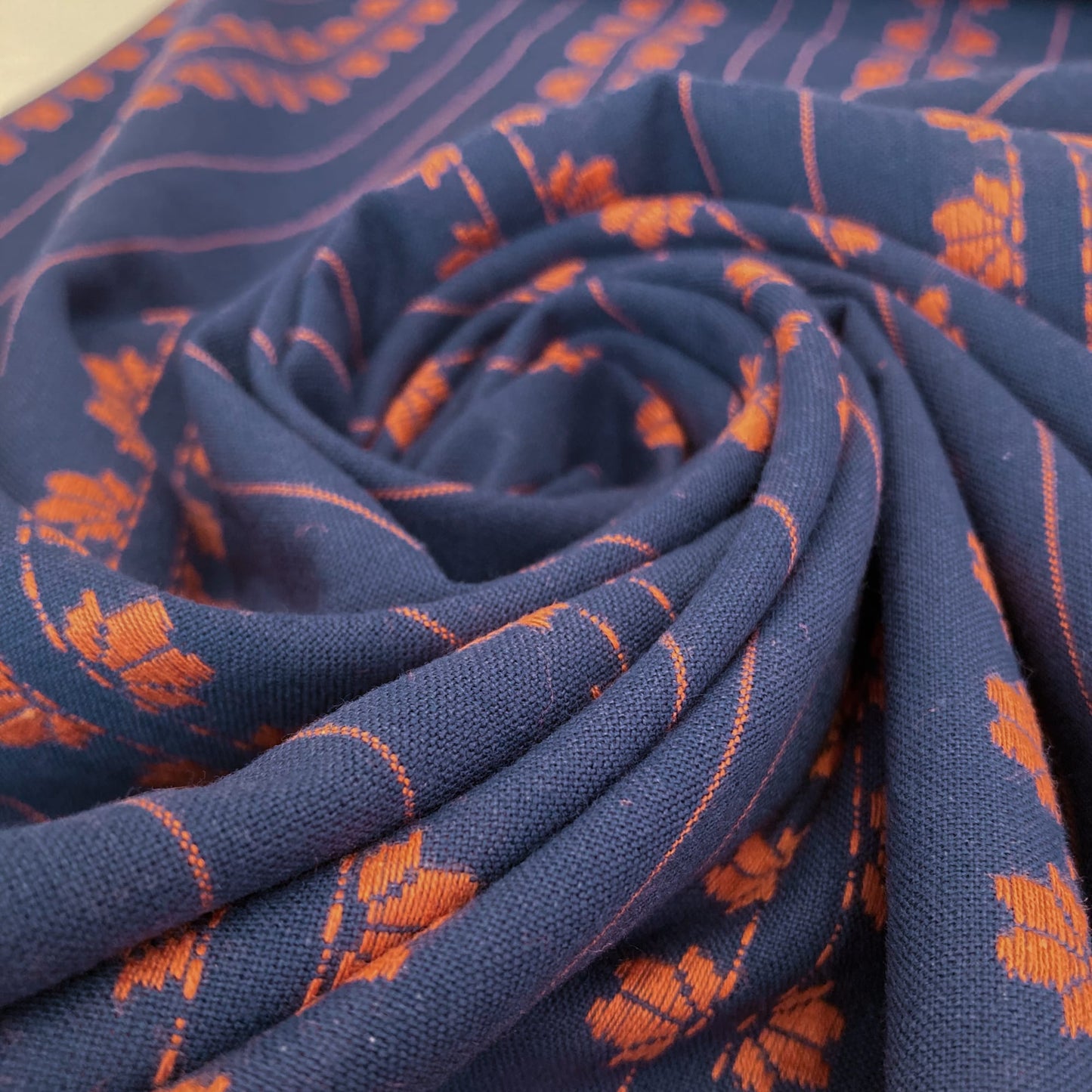 Fableism 'Fine & Dandy' Woven Cotton 'Navy Spice Deco Stripe'