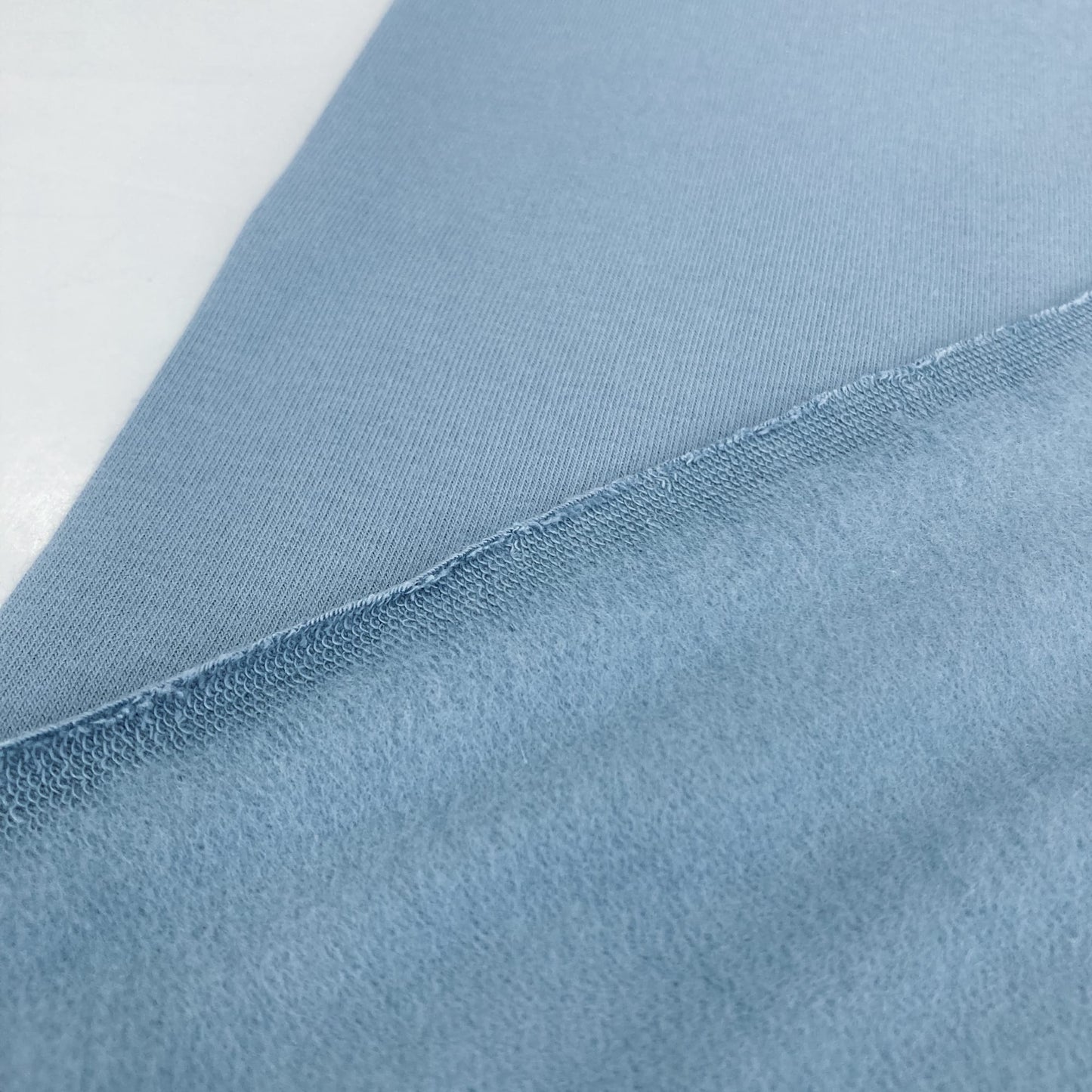 Organic Cotton Fleece-Backed Jersey in Soft Sky Blue