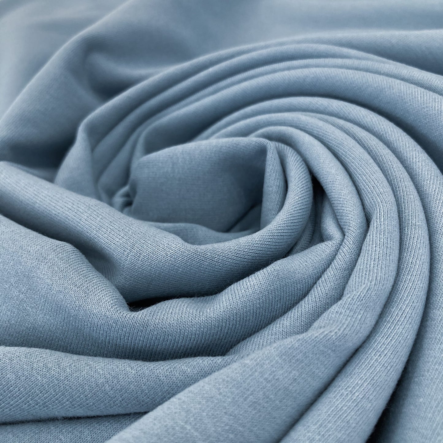 Organic Cotton Fleece-Backed Jersey in Soft Sky Blue