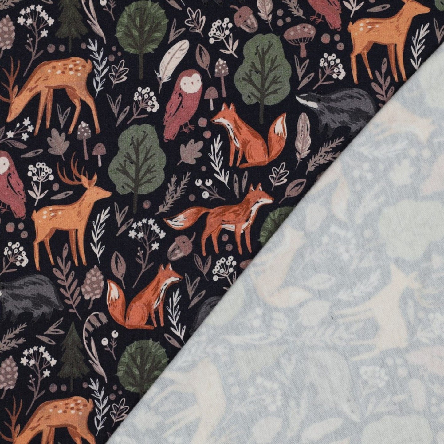 Cotton Fleece-Backed Jersey 'Forest Animals'