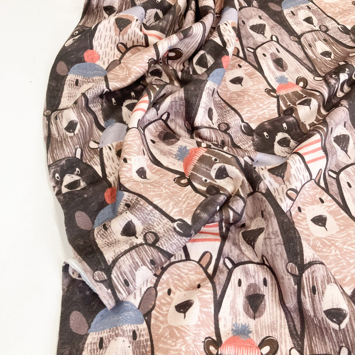 Cotton Fleece-Backed Jersey 'Bears'