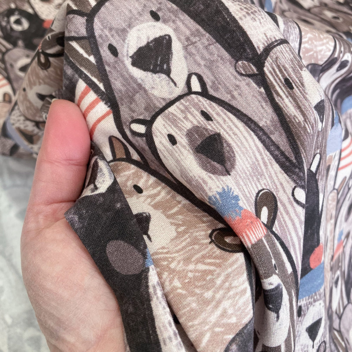 Cotton Fleece-Backed Jersey 'Bears'