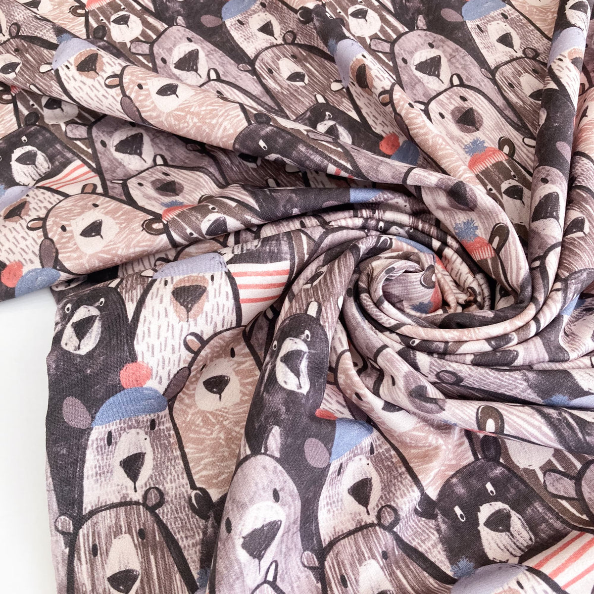 Cotton Fleece-Backed Jersey 'Bears'