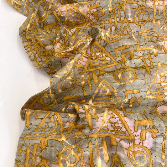 Indian Cotton Batik 'Ochre Symbols'