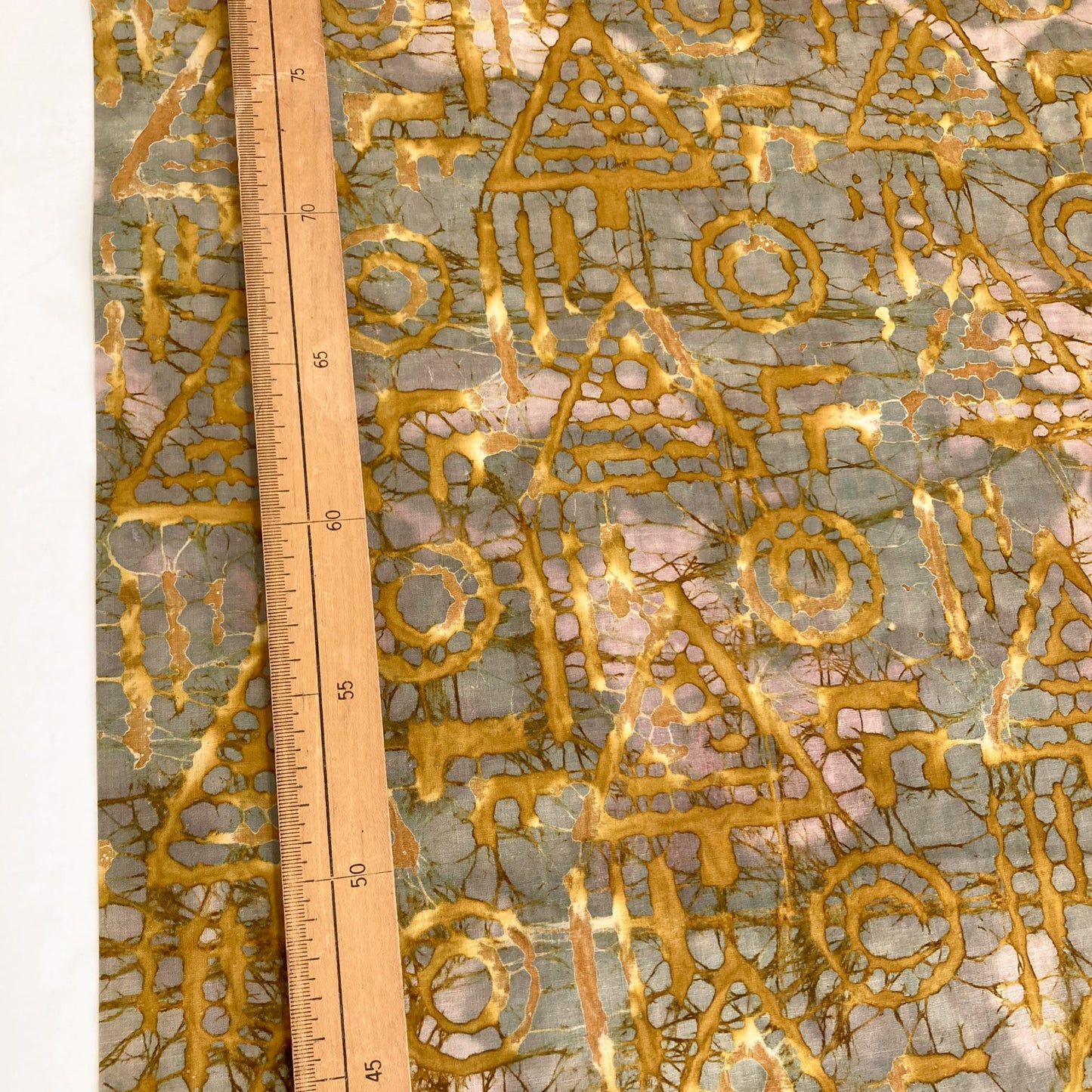 Indian Cotton Batik 'Ochre Symbols'