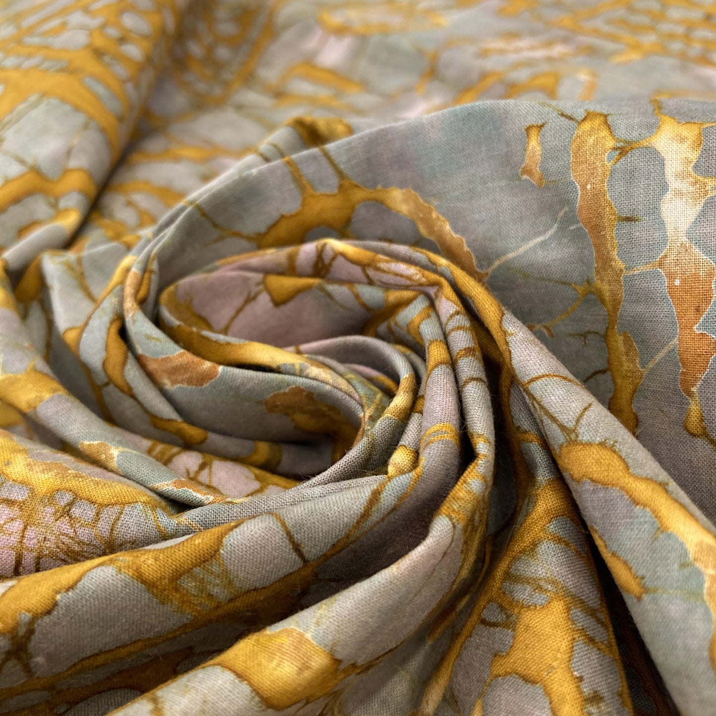 Indian Cotton Batik 'Ochre Symbols'