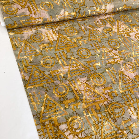 Indian Cotton Batik 'Ochre Symbols'