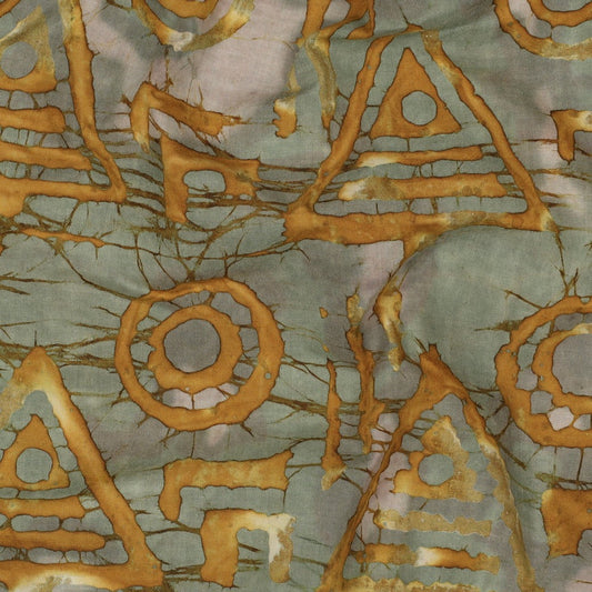 Indian Cotton Batik 'Ochre Symbols'